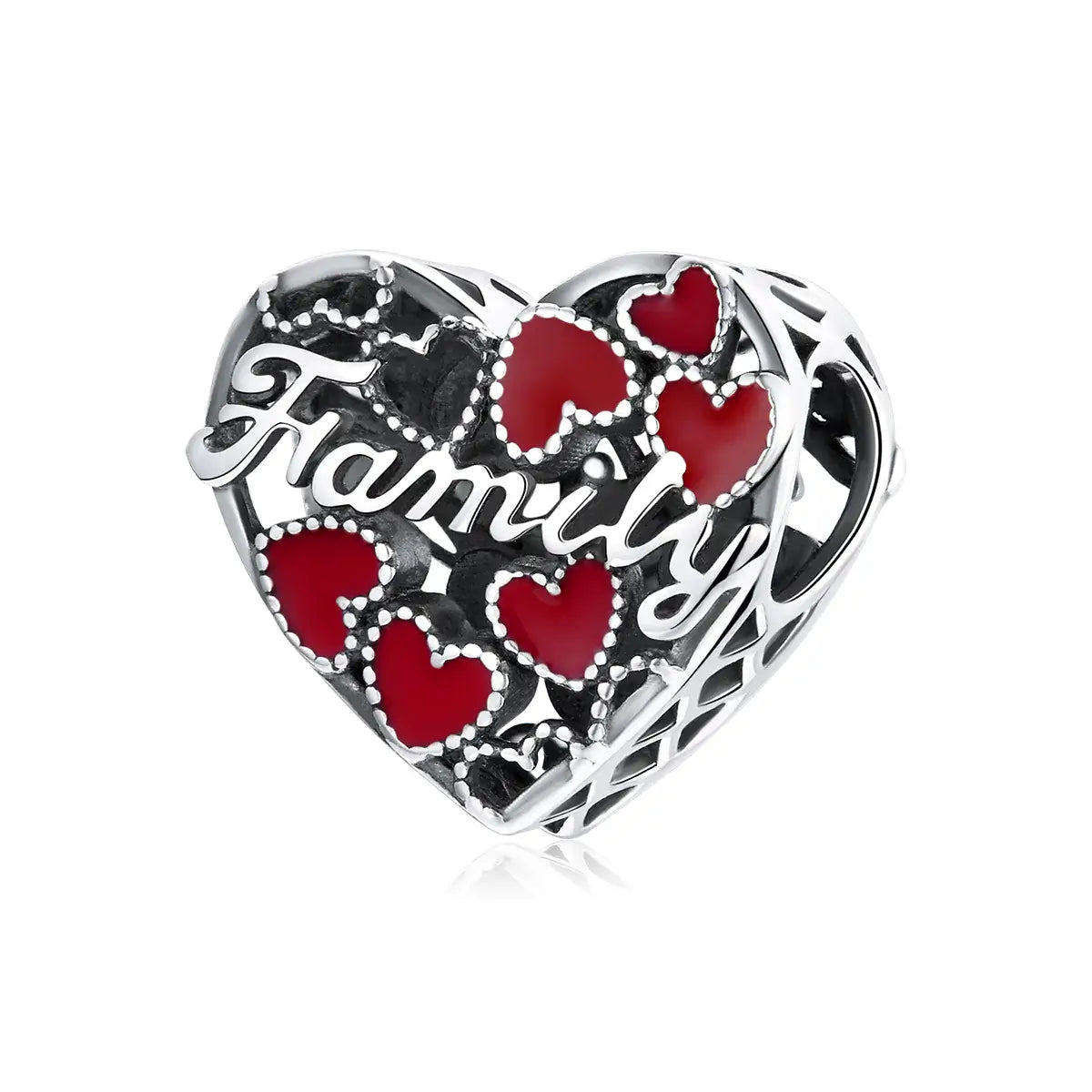 Charm coeur empreinte main famille argent pour bracelet